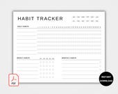 Monthly Habit Tracker Landscape. Habit Tracker Template. Routine Tracker. 30 Day Habit Challenge. Digital Habit Tracker. Printable PDF