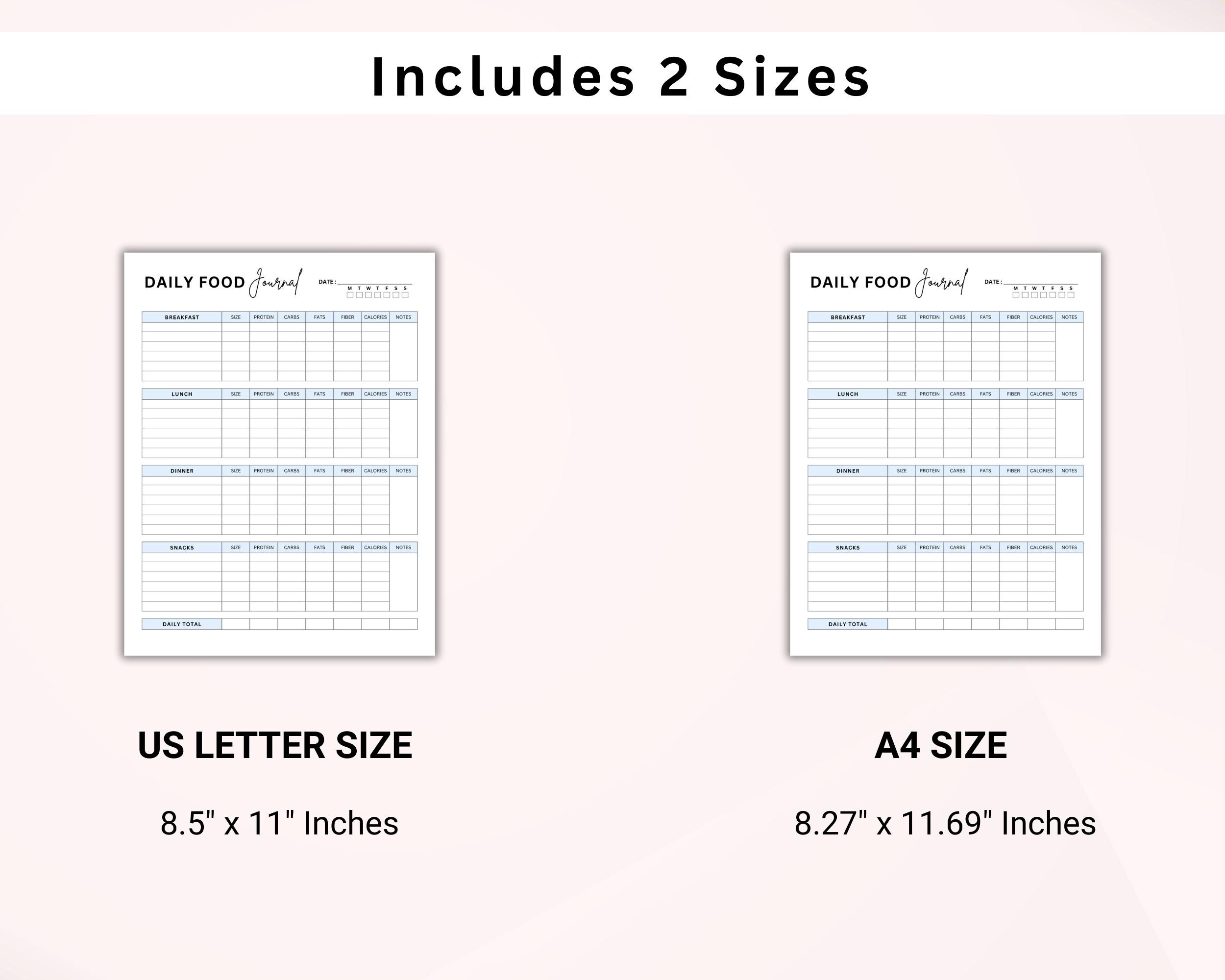 Food Journal Printable | Daily Calorie Tracker | Meal Tracker & Food ...