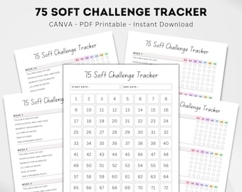 75 Soft Challenge Tracker Printable, Fitness & Self Improvement Journal, Health Planner, Habit Tracker Digital PDF