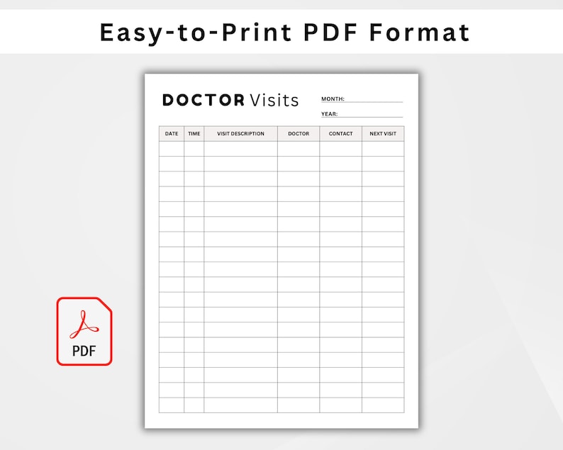 Doctor Visits Log, Printable Planner Inserts, Doctor Visit Tracker ...
