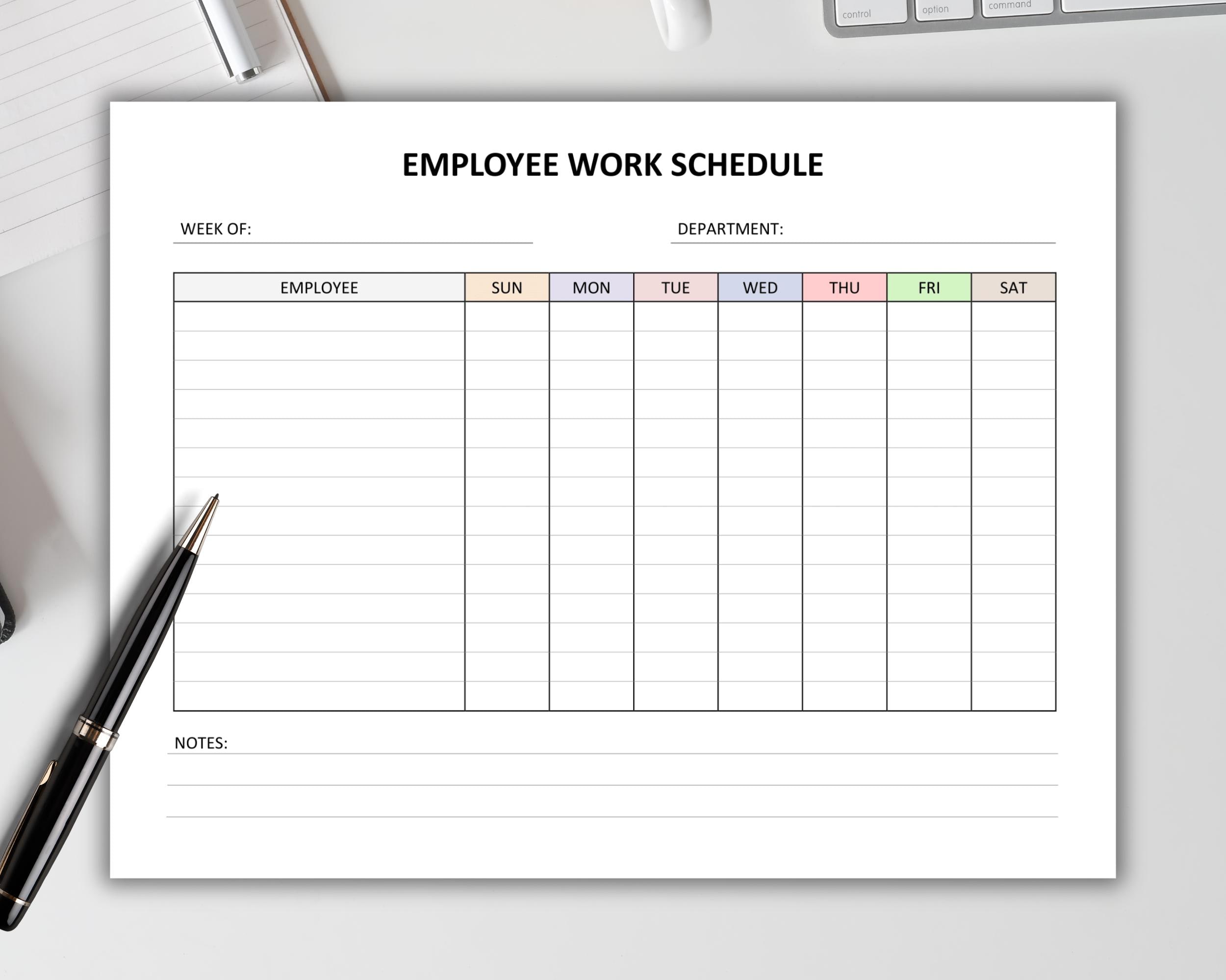 Employee Work Schedule Printable Employee Time Sheet Employee
