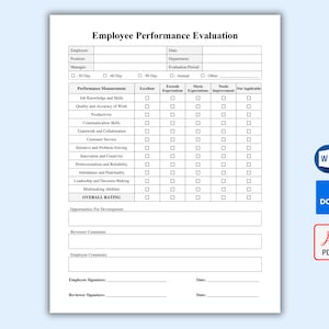 Employee Performance Evaluation Template. Employee Performance Review ...