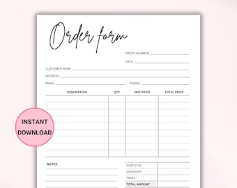 Order Form Editable, Crafters Order Form Template, Shop Craft Business Forms, Order Forms, Small Business Forms, Instant Digital Download