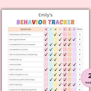 Cuadro imprimible de conductas y tareas para niños en casa. Seguimiento diario de la buena conducta. Cuadro de recompensas por conducta infantil. Plantilla CANVA editable