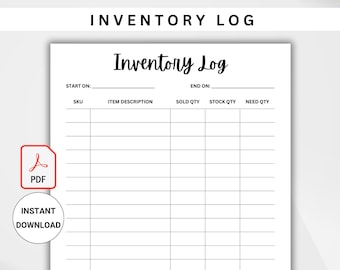 Rastreador de inventario imprimible, Gestión de inventario, Plantilla de inventario, Hoja de inventario, Lista de inventario, Registro de inventario de productos, PDF imprimible