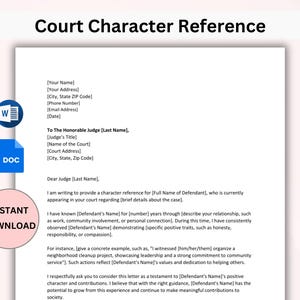 Referencia de personaje judicial editable. Carta de personaje. Carta al juez. Carta judicial. Referencia judicial. Google Docs/Microsoft Word.