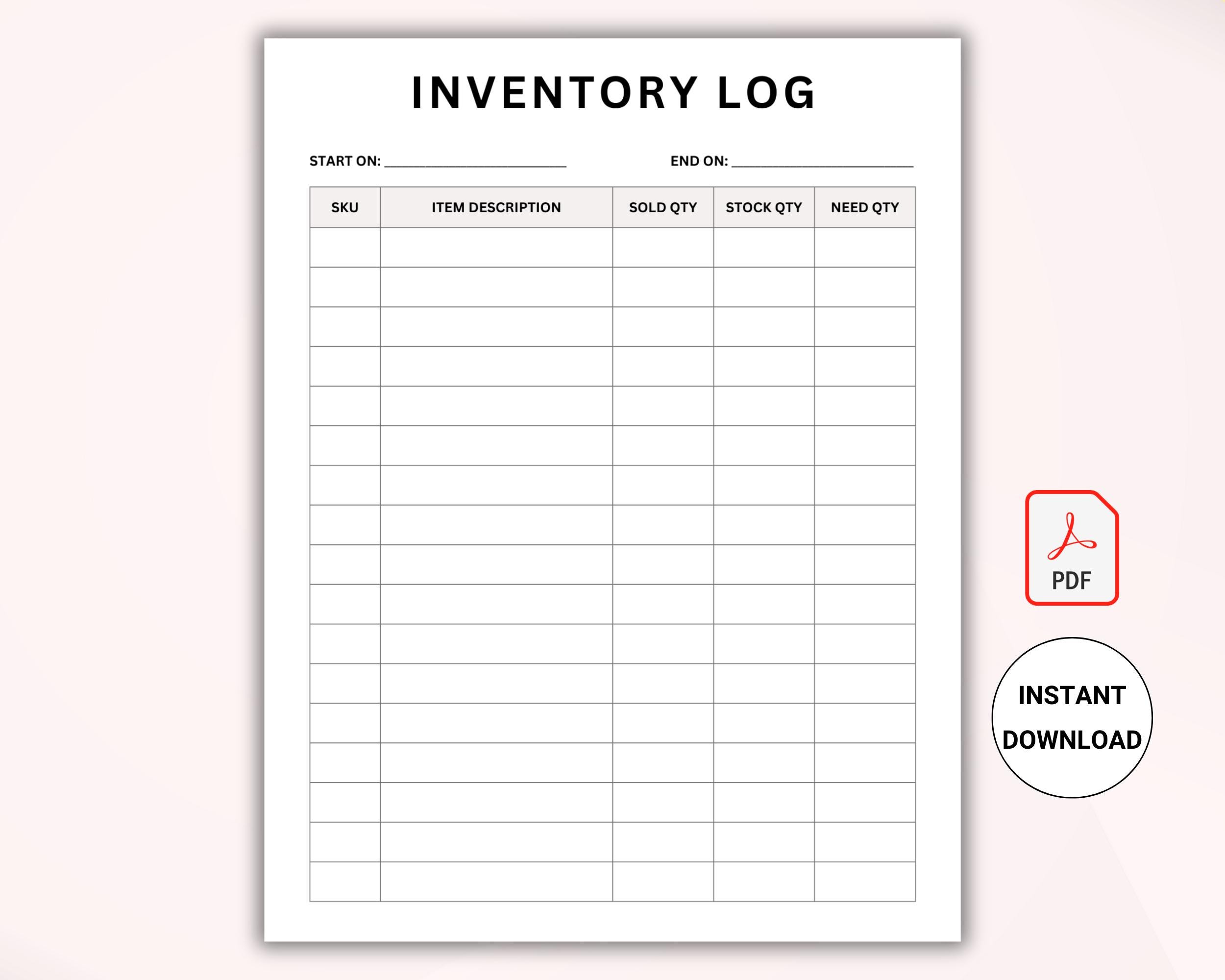 Inventory Tracker Printable PDF, Business Inventory Sheet, Product ...