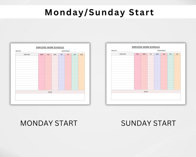 Employee Work Schedule Employee Time Sheet Employee Weekly Schedule
