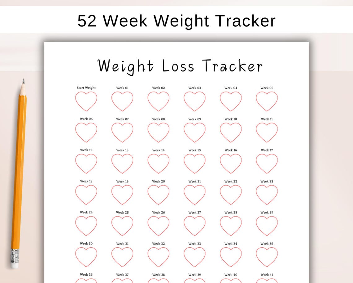 52 Week Weight Tracker Printable. Weight Loss Tracker. Weight Log ...