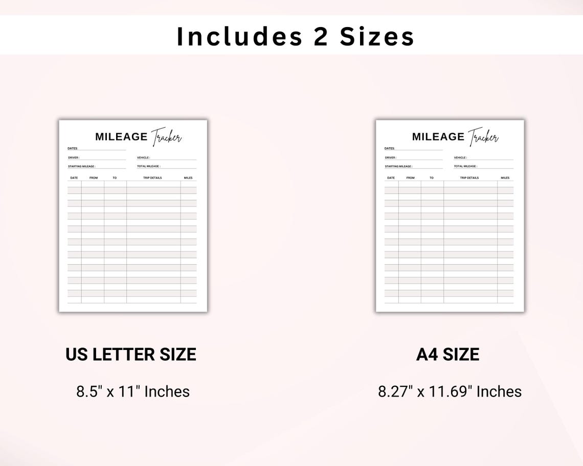 Mileage Log Printable. Mileage Tracker. Vehicle Miles Travelled Tracker ...