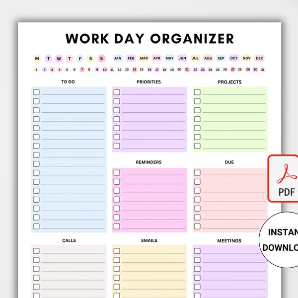 Work Day Schedule Template Printable. Daily Productivity Planner. Work To Do List. Office Task Planner. Work Day Organizer PDF Time Blocking