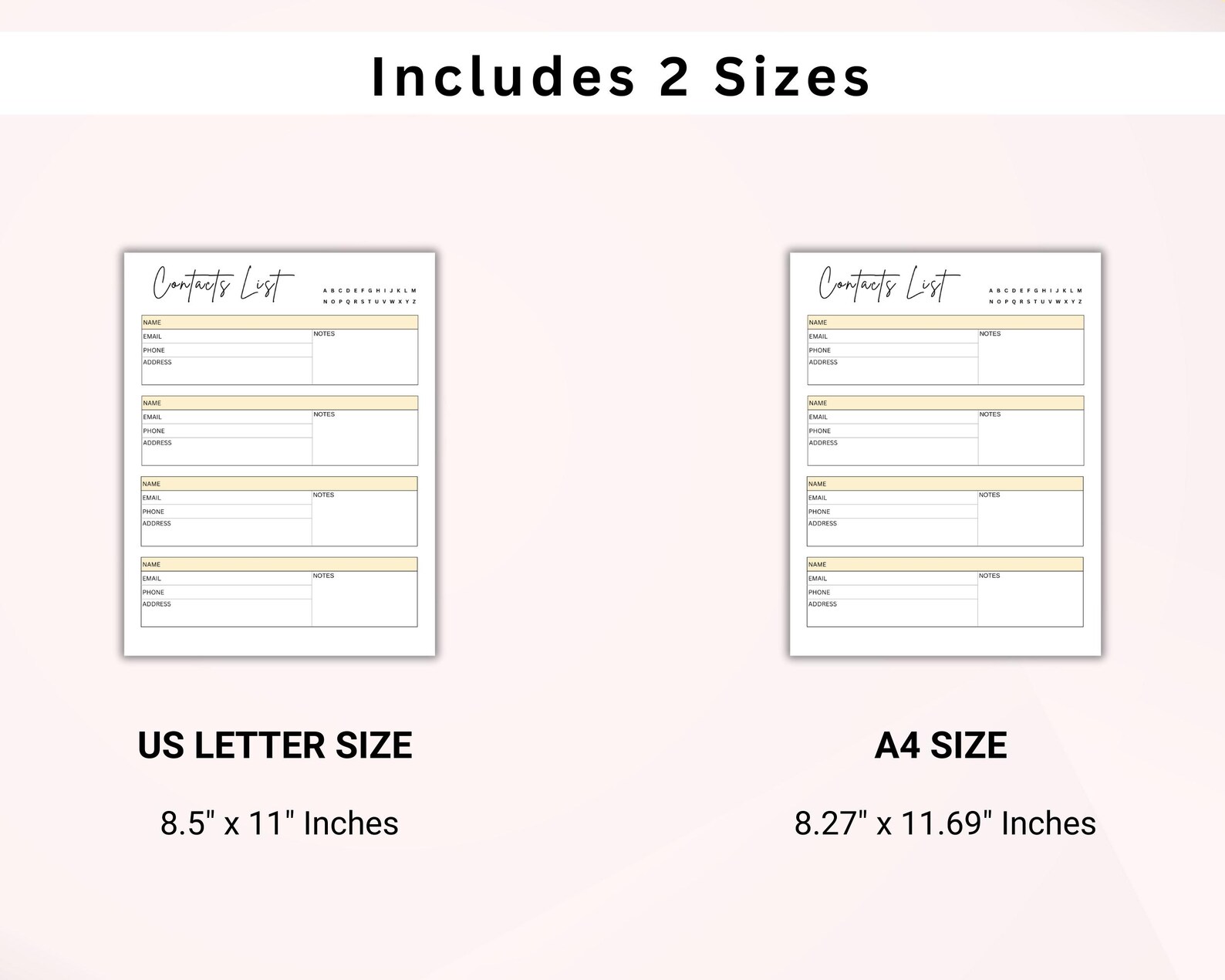 Printable Contact List, Address Book Printable, Client Contact ...