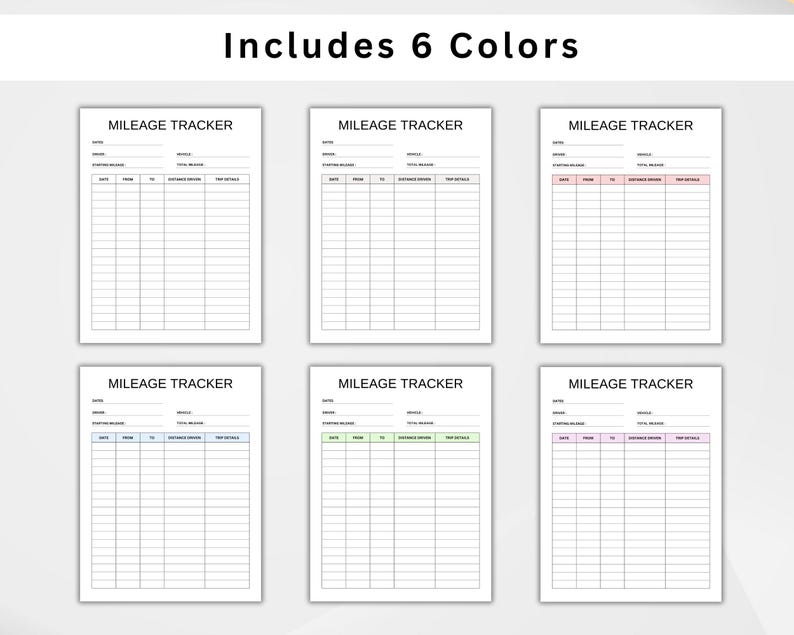 Distance Tracker Fill In Mileage Tracker Printable, Business Mileage Log, Work Trip Miles ...
