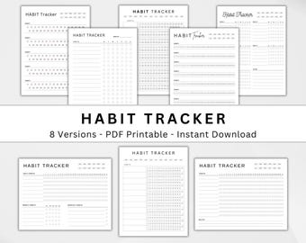 Monthly Habit Tracker Printable Landscape, Habit Tracker Template, Routine Tracker, 30 Day Habit Challenge, A4/Letter, Instant Download, PDF