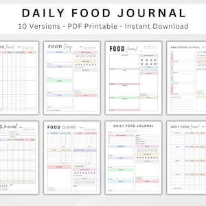 10 Food Diary. Daily Food Journal. Calorie Tracker. Daily Calorie Counting. Meal Journal. Daily Food Planner. Food Log Digital Printable PDF