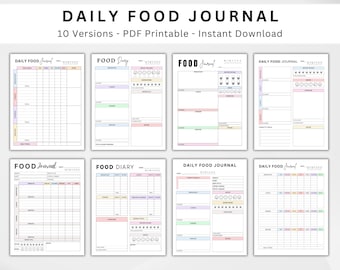10 Food Diary. Daily Food Journal. Calorie Tracker. Daily Calorie Counting. Meal Journal. Daily Food Planner. Food Log Digital Printable PDF