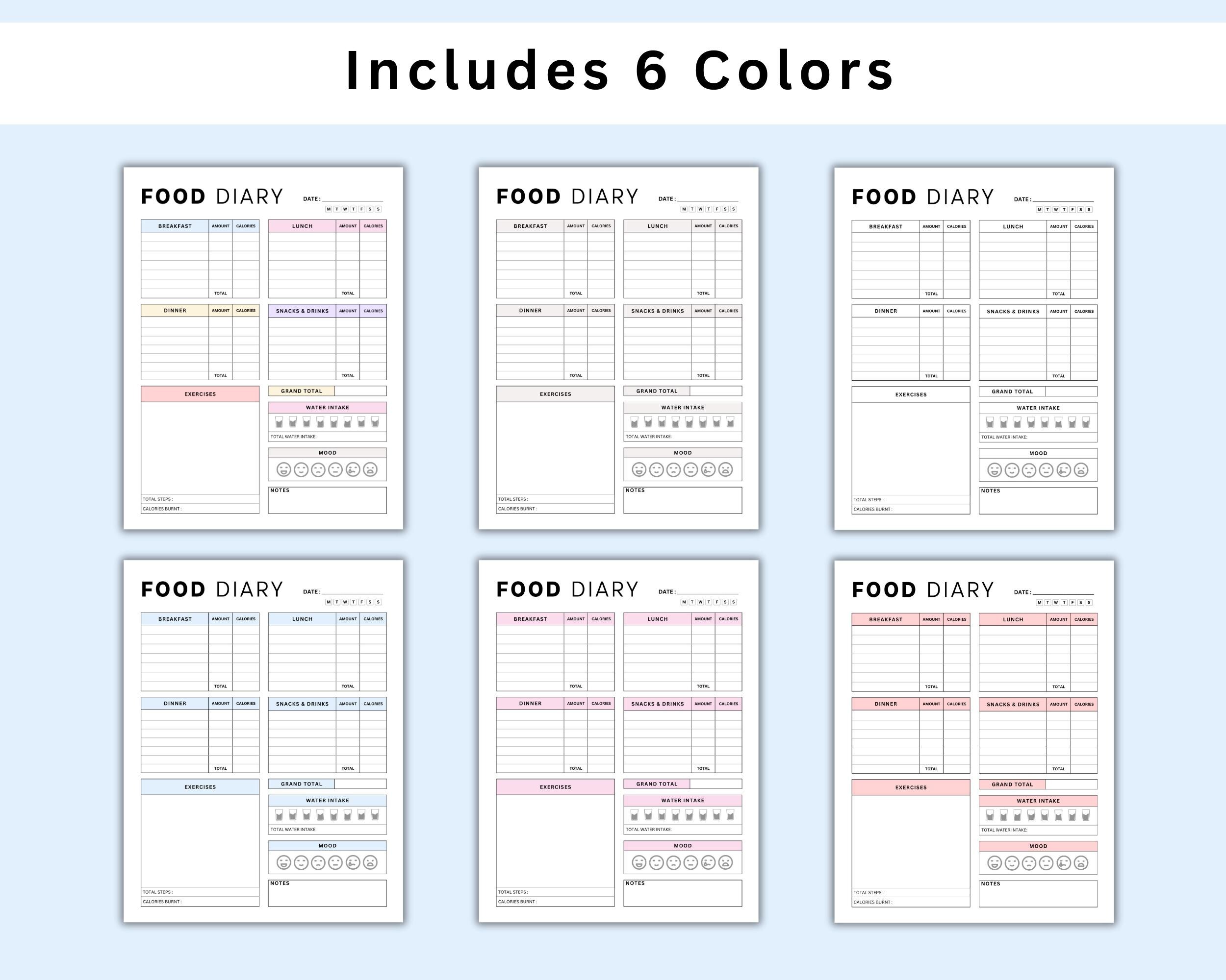 Printable Daily Food Journal. Daily Calorie Tracker. Calorie Counting ...