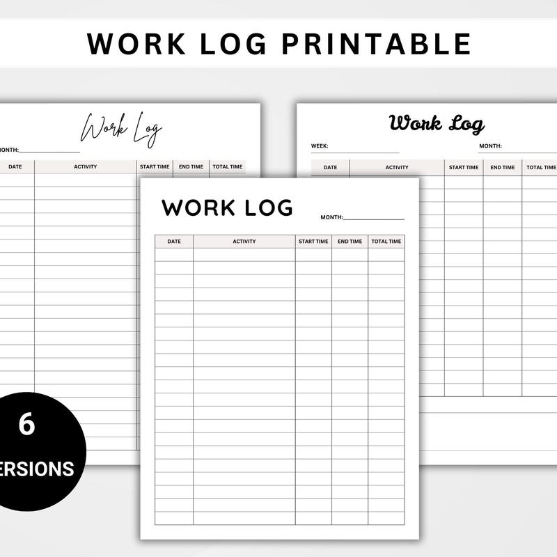 Daily Work Log Template - Etsy