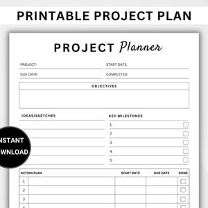 Printable Project Planner for Work. Project Timeline Tracker. Project Management. Tasks To Do List. Digital Business Work Productivity. PDF