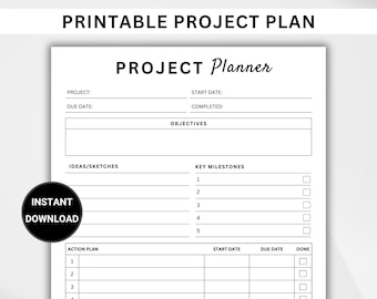 Printable Project Planner, Productivity Planner, Minimalist Project Planner, Project Schedule, Timeline Tracker, A4/Letter, Digital Template