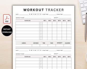 Workout Tracker: Fitness & Exercise Log (Weight Loss Planner, Gym Training PDF)