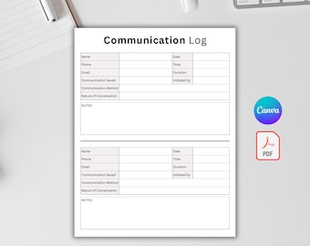Parent Communication Log Template, Editable Teacher Call Tracker, Printable School Contact Record, Canva & PDF