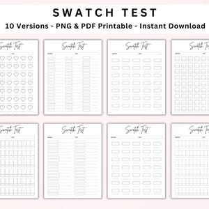 Mustertest zum Ausdrucken. Farbtest. Farbmuster. Marker Set. Marker-Test. Farbtest. Färbung Swatch Chart. Sofort Download. PDF/PNG