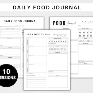 10 Food Journal. Food Diary. Daily Calorie Tracker. Calorie Counting. Food Log. Eating Journal Digital. Printable PDF. Instant Download