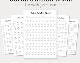 Printable Coloring Swatch Chart, Marker Color Test Sheet and Color Palette Template, Swatch Page, PDF & PNG Download