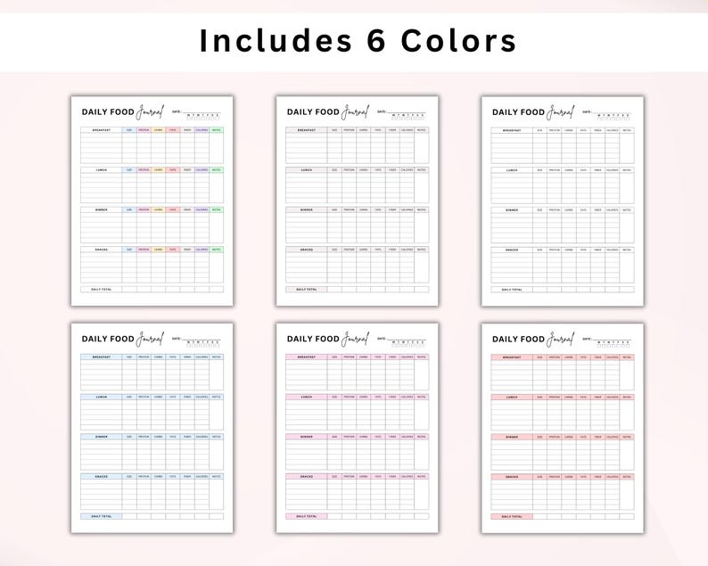 Food Journal Printable | Daily Calorie Tracker | Meal Tracker & Food ...