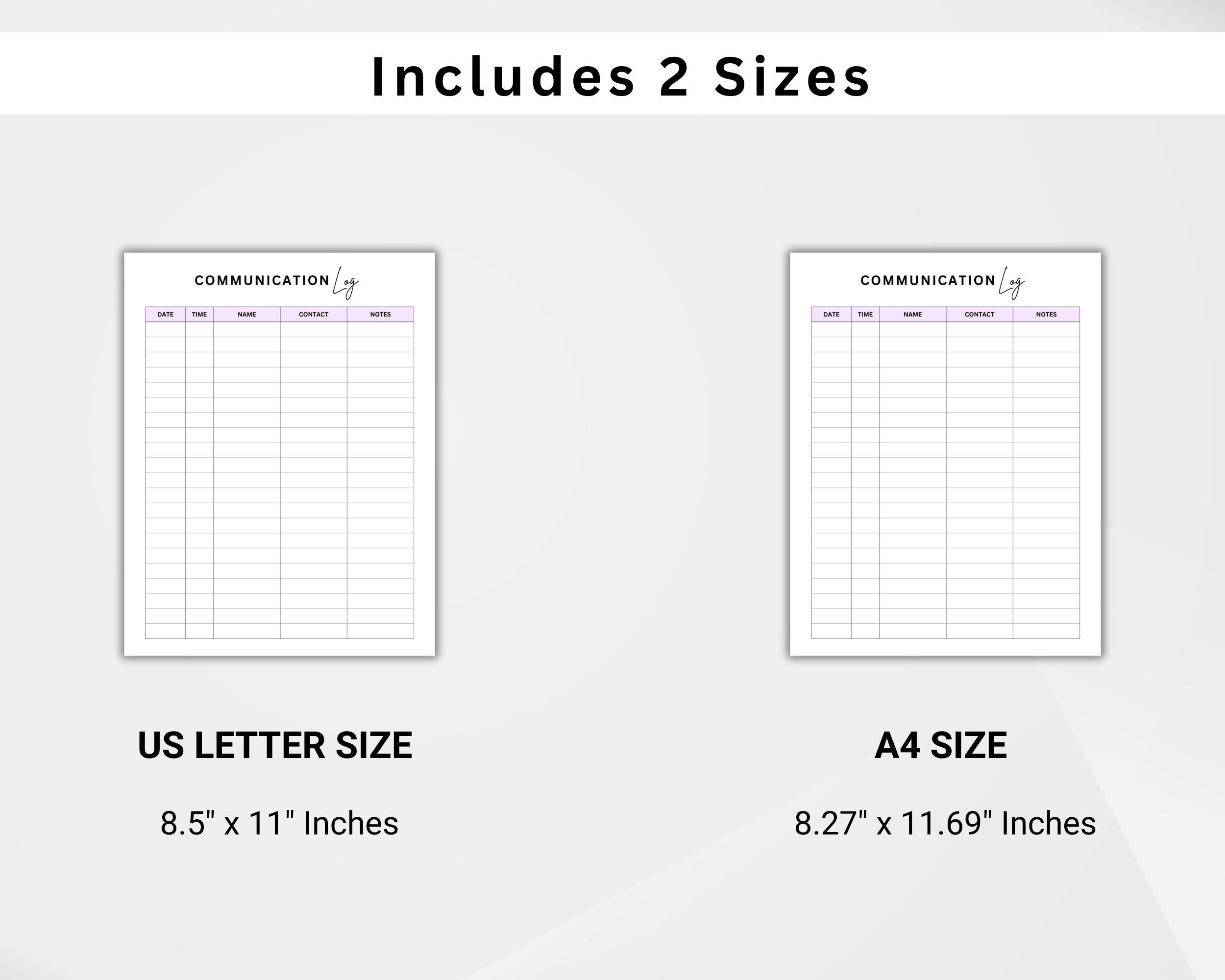 Communication Log Printable. Teacher Communication Log. Call Log PDF. Conversation Record ...
