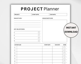 Printable Project Planner. Project Planning Templates. Work Project Timeline Tracker. Project to do list. Project Planner for Business. PDF