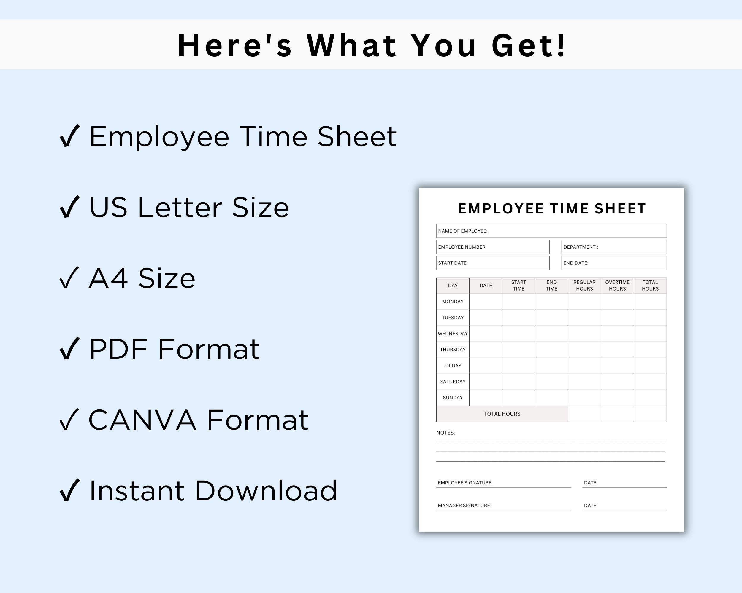 Hours Work Example People Printable Employee Time Sheet | Weekly Timesheet Template | Staff Work ...