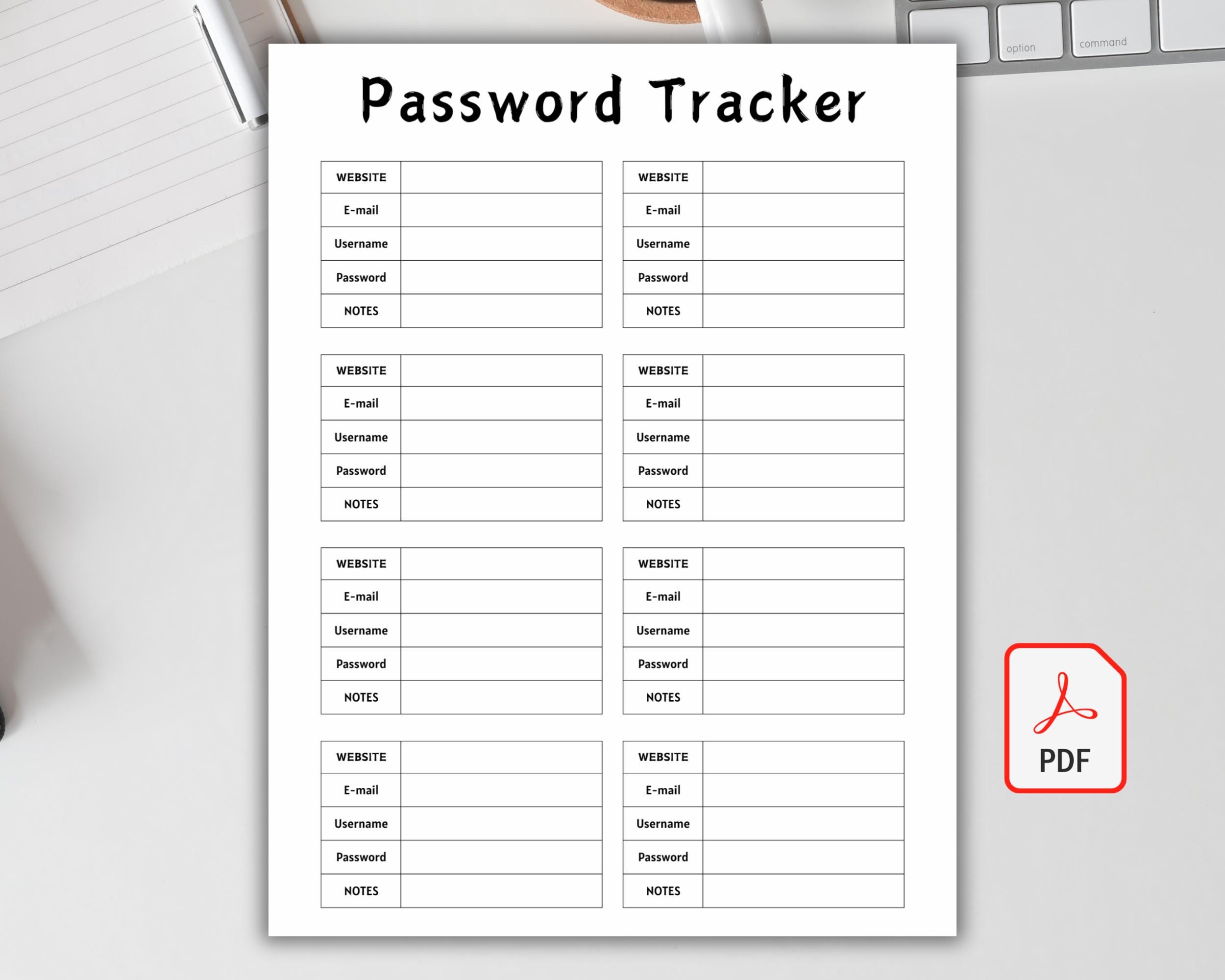 Password Tracker Bundle Printable PDF, Password Log, Password Keeper ...