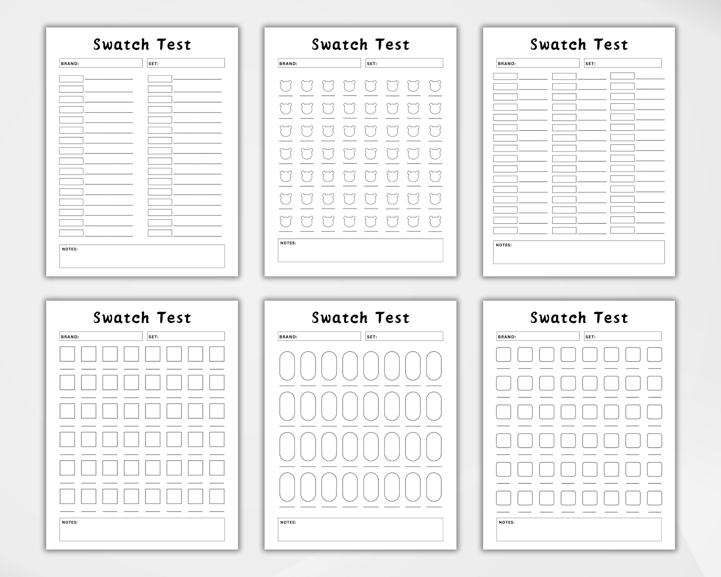 Color Swatch Charts, Swatch Test Template, Blank Color Test, Color ...