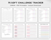 EDITABLE 75 Soft Challenge Tracker Bundle Printable, Daily 75 Soft Challenge journal, Fitness & Health Planner, Habit Tracker, Digital, PDF
