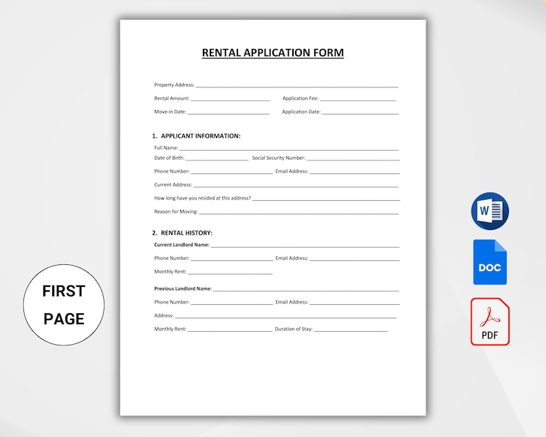 Application To Rent Form.pdf Editable Rental Property Application Form. Landlord Rental Application ...