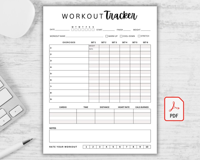 Workout Customizable Tracker Workout Tracker. Exercise Tracker. Fitness Log. Daily Exercise Log ...