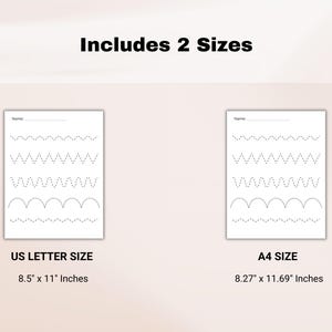 Puede incluir: Dos hojas de trabajo imprimibles para practicar el trazado de l&iacute;neas. Las hojas de trabajo incluyen l&iacute;neas onduladas, l&iacute;neas en zigzag y l&iacute;neas curvas. Las hojas de trabajo est&aacute;n disponibles en tama&ntilde;o US Letter (8,5 pulgadas por 11 pulgadas) y A4 (8,27 pulgadas por 11,69 pulgadas).
