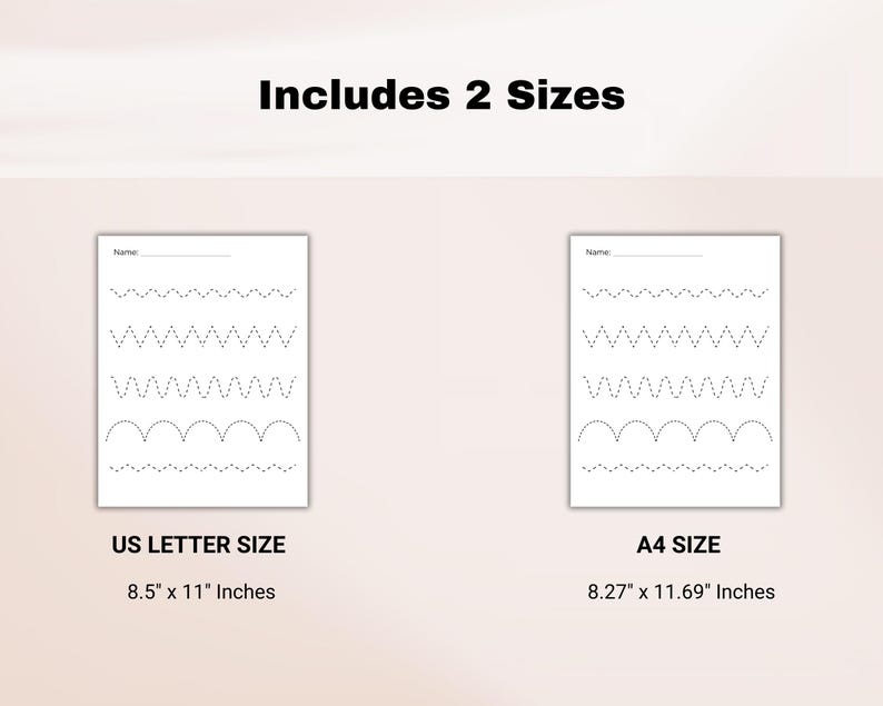 Puede incluir: Dos hojas de trabajo imprimibles para practicar el trazado de l&iacute;neas. Las hojas de trabajo incluyen l&iacute;neas onduladas, l&iacute;neas en zigzag y l&iacute;neas curvas. Las hojas de trabajo est&aacute;n disponibles en tama&ntilde;o US Letter (8,5 pulgadas por 11 pulgadas) y A4 (8,27 pulgadas por 11,69 pulgadas).
