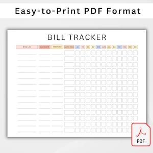 Monthly Bill Tracker Editable. Monthly Bill Log. Bill Planner. Bill ...