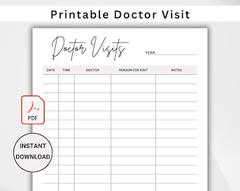 Doctor Visits Tracker Printable, Appointment Log, Health Tracker A4 Letter PDF