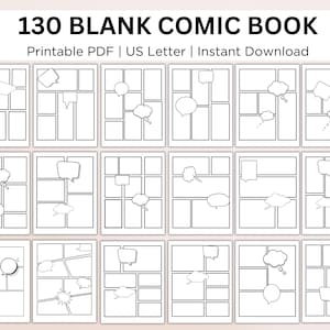 130 Comic-Heft Vorlage zum Ausdrucken. Comic Zeichenbuch. Comic Papier. Comic Buch Panels. Gestalte Deinen Eigenen Comic. PDF-Datei. Sofort Download