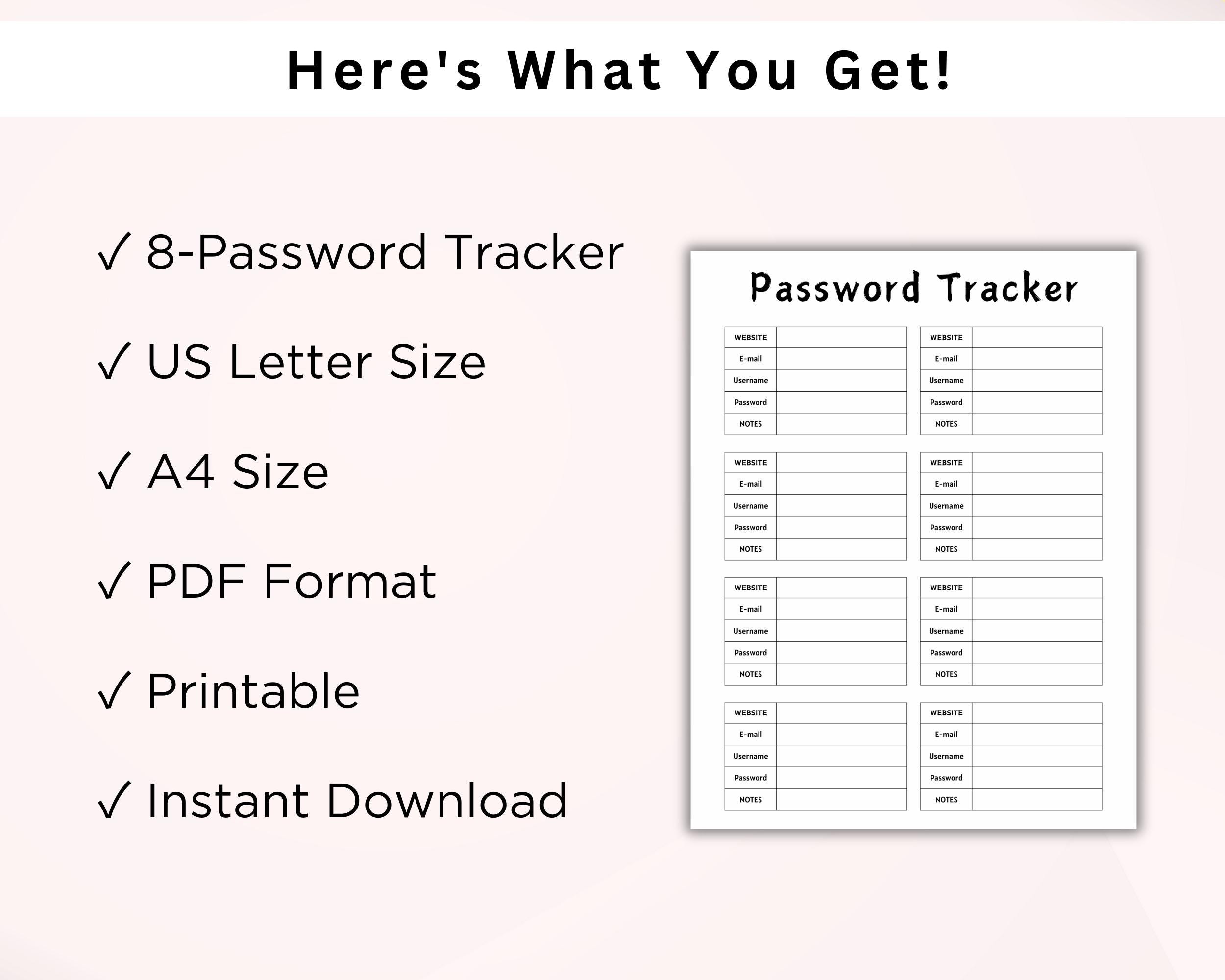 Password Tracker Bundle Printable PDF, Password Log, Password Keeper ...