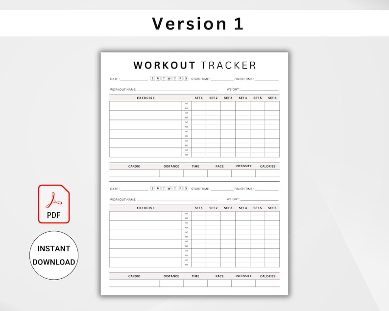 Workout Tracker Printable PDF, Exercise Tracker, Daily Fitness Log ...