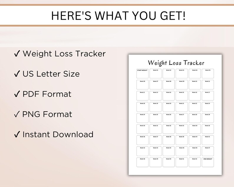Weekley Weight In Weight Loss Tracker - One Year Tracker, Weekly Weigh In, Starting ...
