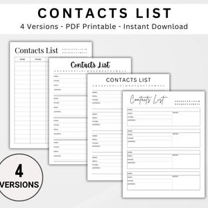 4 contactenlijst afdrukbaar. Sjabloon contactgegevens. Contactblad. Neem contact op met de organisator. Contactformulier voor noodgevallen. Direct downloaden. Pdf