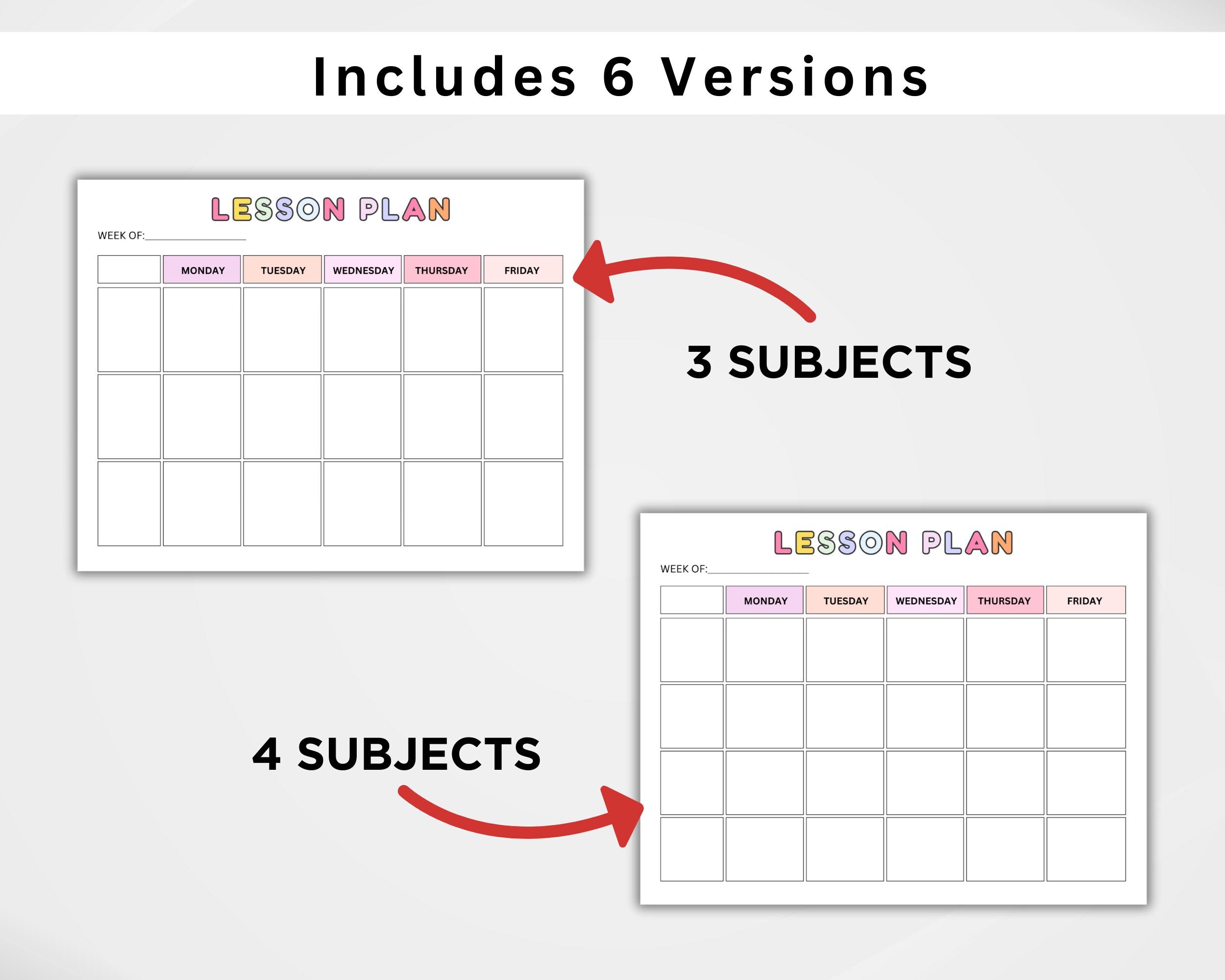 PRINTABLE Weekly Lesson Plan for Preschool Homeschool Teacher Planner ...
