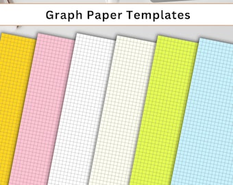 Plantilla de papel cuadriculado imprimible en PDF, paquete de papel cuadriculado, papel cuadriculado de puntos y cuadrícula, descarga digital.