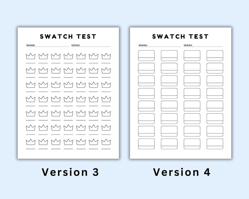 Blank Color Swatch Charts, Swatch Test Template, Marker Color Test ...